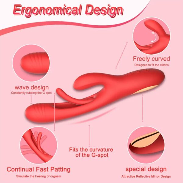 Modern 3 Modlu Rabbit Vibrator Kırmızı - Görsel 2