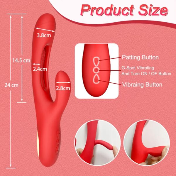 Modern 3 Modlu Rabbit Vibrator Kırmızı - Görsel 4
