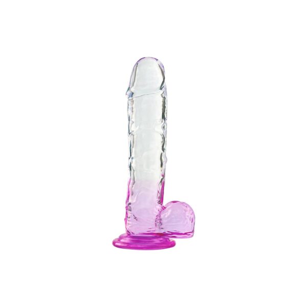 Silikon Şeffaf Mor Renkli Realistik Dildo 17,5 cm - Görsel 1