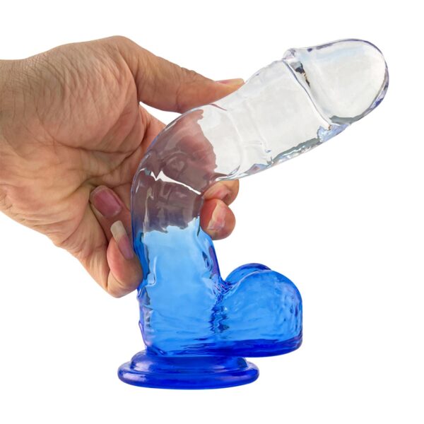 Silikon Şeffaf Mavi Realistik Dildo 17,5 cm - Görsel 3