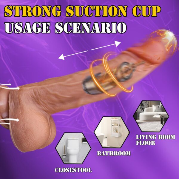 Telefon Kontrollü Hareketli Gerçekçi Dildo Vibratör Esmer - Görsel 5