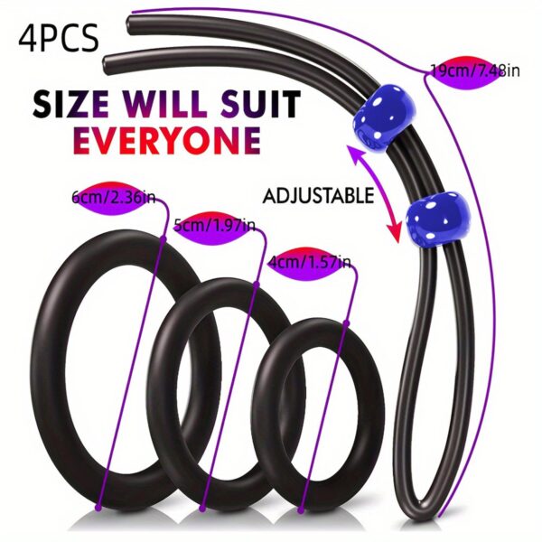 Penis Halkası Seti 4'lü Siyah - Görsel 2