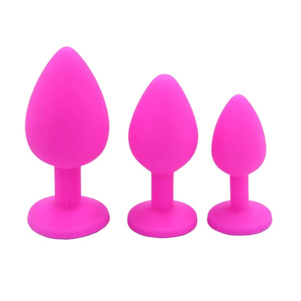 Elmas Taşlı Silikon Kaplı Anal Plug L Büyük Boy 9 cm Pembe - Görsel 2