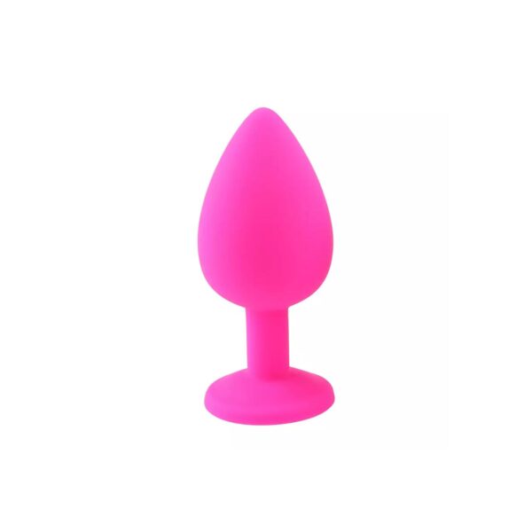 Elmas Taşlı Silikon Kaplı Anal Plug M Orta Boy 8 cm Pembe - Görsel 1