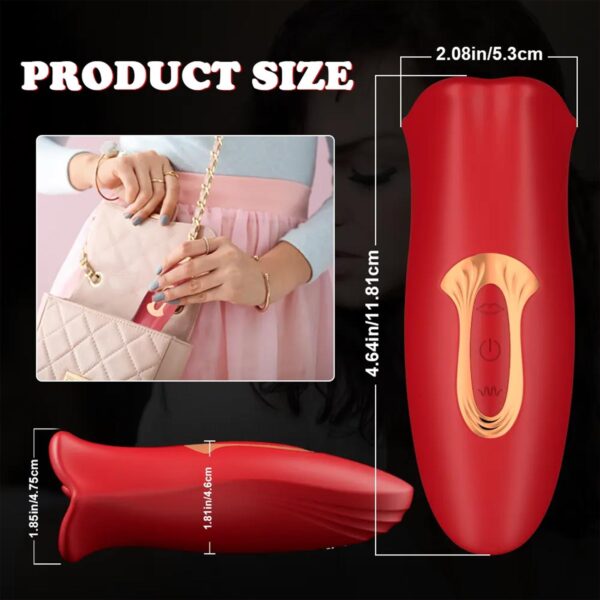 Emişli Dilli Dudak Vibratör Kırmızı - Görsel 3