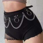 Metal Halkalı Zincir Detaylı Gotik Harness Kemer