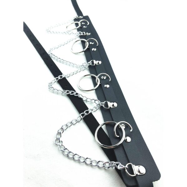 Metal Halkalı Zincir Detaylı Gotik Harness Kemer - Görsel 4
