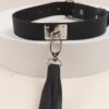 Deri Fırfırlı Choker Harness Kolye Siyah - Görsel 3