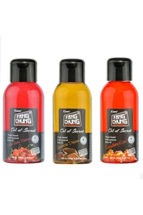 Fang Chung Kiraz + Çikolata + Çilek Aromalı Masaj Yağı - 100 ml. 3'lü Set - Görsel 1