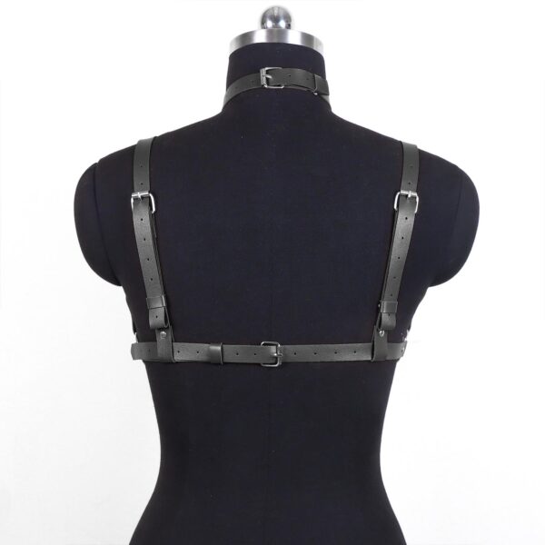 Kalp Detaylı Deri Vücut Harness Takımı Siyah - Görsel 5