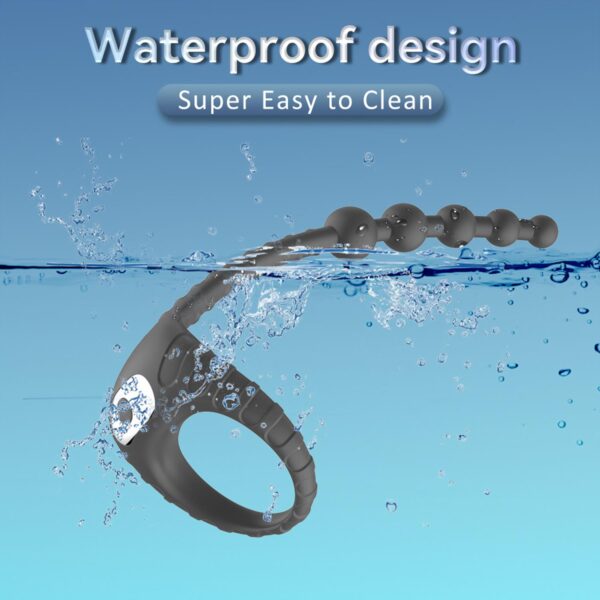 Kumandalı Titreşimli Penis Halkası ve Anal Boncuk Siyah - Görsel 7