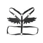 Kanat Tasarımlı Deri Harness Gövde Aksesuarı Siyah