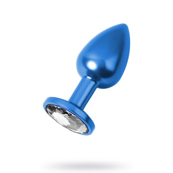 Metal Clear Taşlı Mavi Anal Plug Orta Boy - Görsel 1