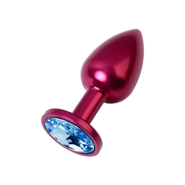Metal Mavi Taşlı Kırmızı Anal Plug Küçük Boy - Görsel 1