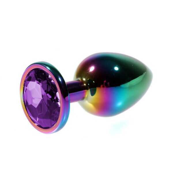 Metal Mor Taşlı Rainbow Anal Plug Küçük Boy - Görsel 1