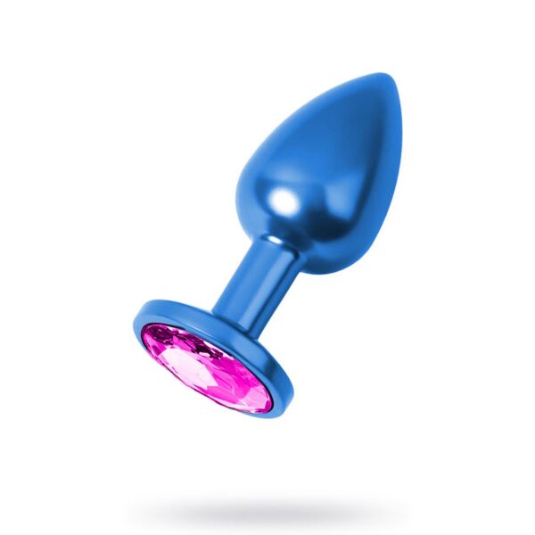 Metal Rose Taşlı Mavi Anal Plug Orta Boy - Görsel 1
