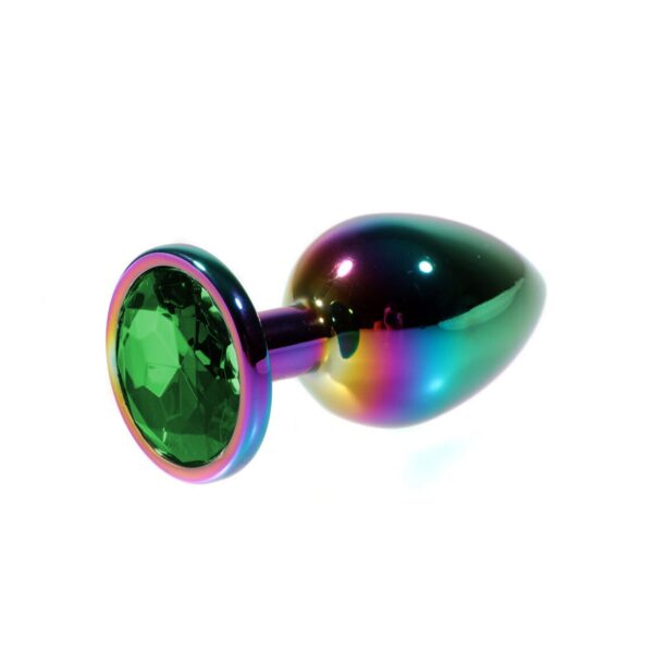 Metal Yeşil Taşlı Rainbow Anal Plug Küçük Boy - Görsel 1