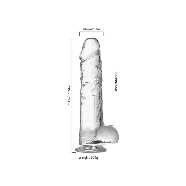 Şeffaf Realistik Dildo 23 cm - Görsel 2