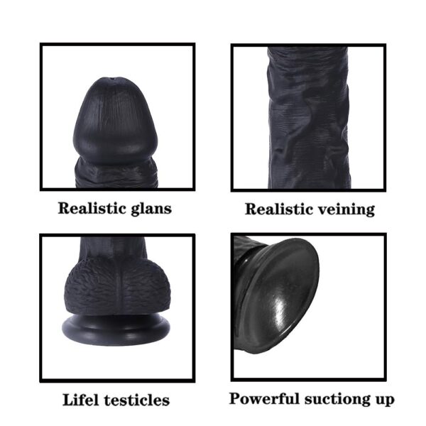 Siyah Realistik Dildo - 22 Cm - Görsel 6