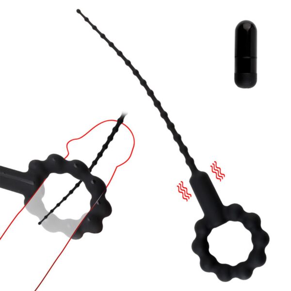 Titreşimli Boğumlu Penis Plug Siyah - Görsel 3