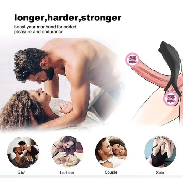 Titreşimli Büyük Penis Halkası Siyah - Görsel 5