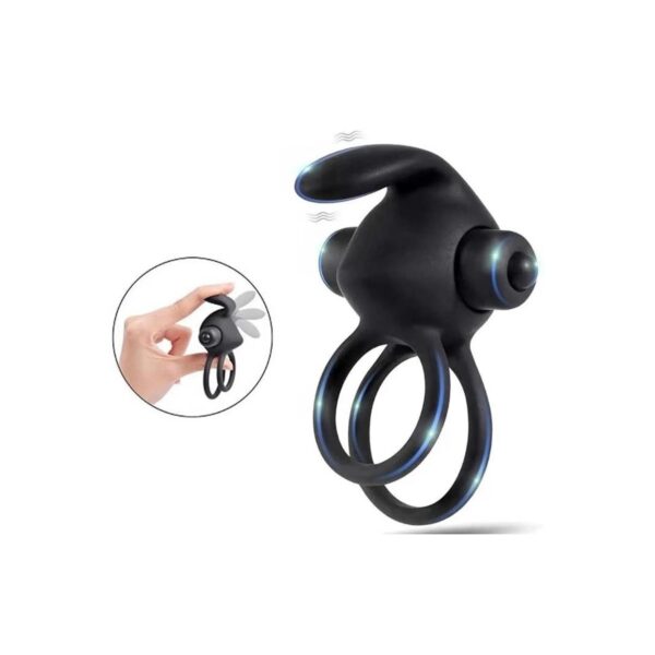 Titreşimli Rabbit Penis Halkası Siyah - Görsel 2