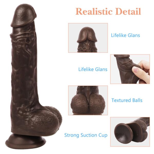 Uzaktan Kumandalı Gerçekçi Dildo Vibratör Siyahi - Görsel 2