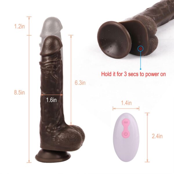 Uzaktan Kumandalı Gerçekçi Dildo Vibratör Siyahi - Görsel 4