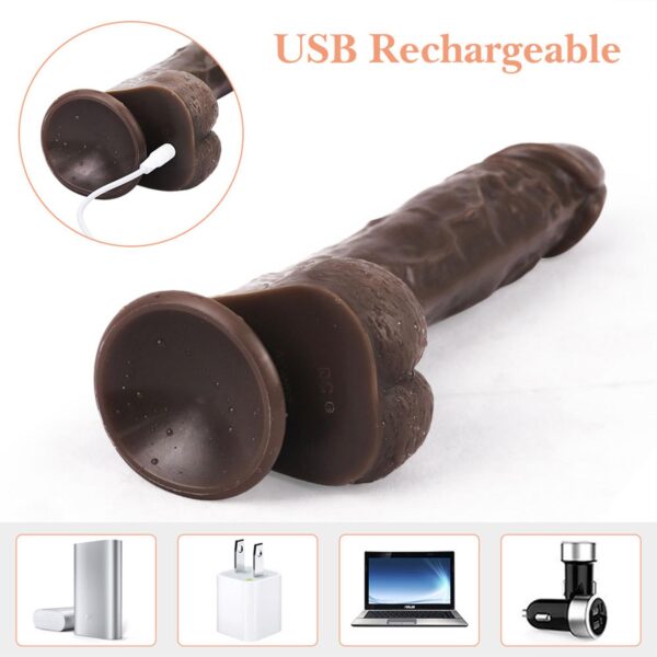 Uzaktan Kumandalı Gerçekçi Dildo Vibratör Siyahi - Görsel 5