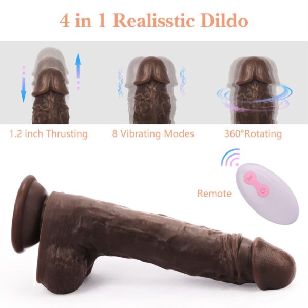 Uzaktan Kumandalı Gerçekçi Dildo Vibratör Siyahi - Görsel 6