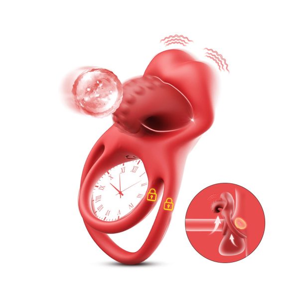 Dil Tasarımlı Titreşimli Penis ve Testis Halkası - Görsel 1