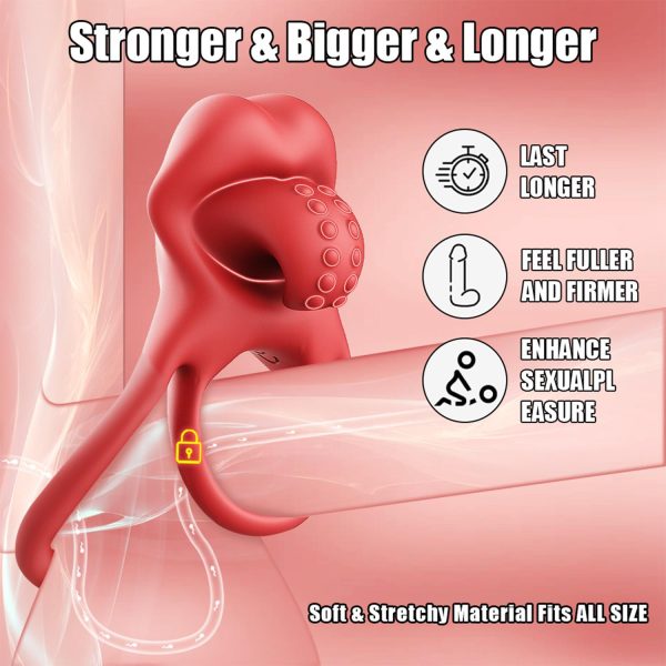 Dil Tasarımlı Titreşimli Penis ve Testis Halkası - Görsel 2