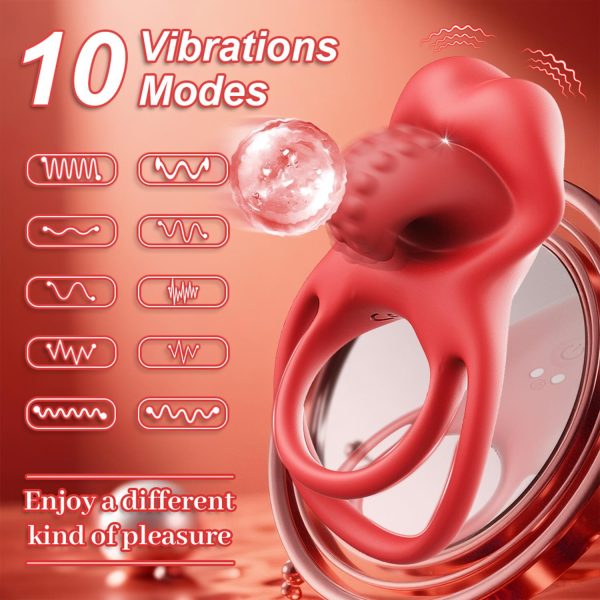 Dil Tasarımlı Titreşimli Penis ve Testis Halkası - Görsel 3