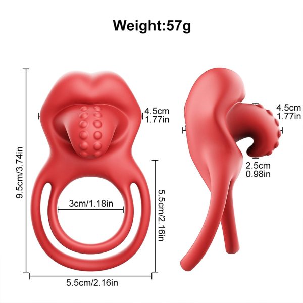 Dil Tasarımlı Titreşimli Penis ve Testis Halkası - Görsel 7