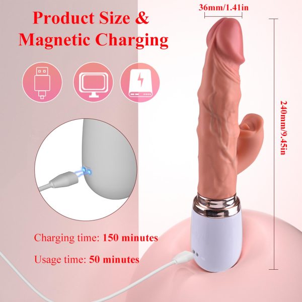 Pembe Tilki 10 Modlu Dual Motorlu Realistik Vibratör - Görsel 7