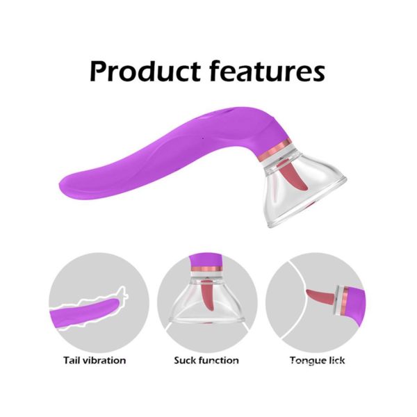Pembe Tilki 3'ü 1 Arada Göğüs ve Klitoris Stimülatörü Mor - Görsel 3