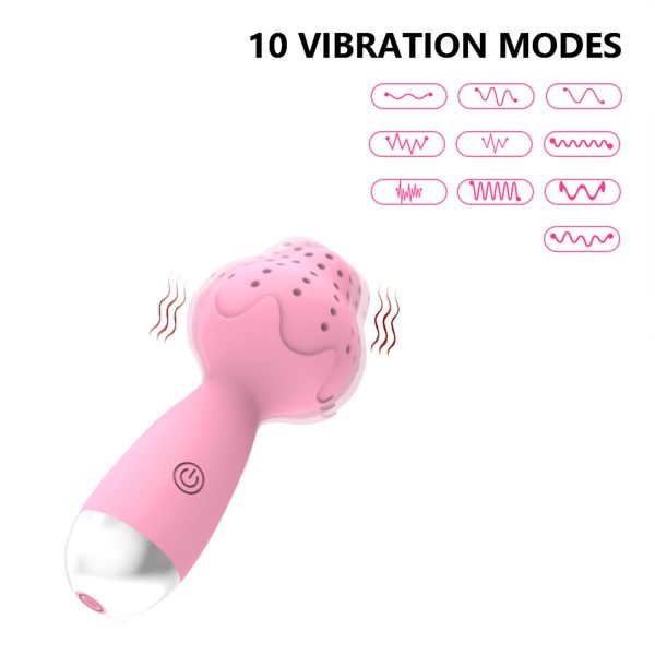 Çilek Başlıklı Mini Klitoral Masaj Vibratörü Pembe - Görsel 3