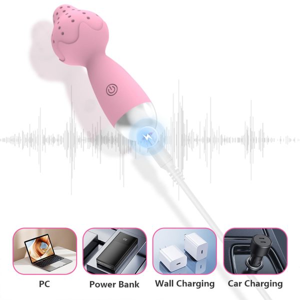 Çilek Başlıklı Mini Klitoral Masaj Vibratörü Pembe - Görsel 6