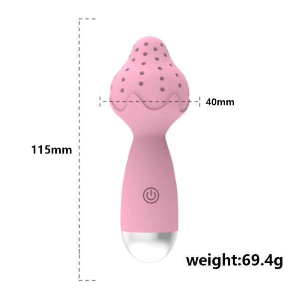 Çilek Başlıklı Mini Klitoral Masaj Vibratörü Pembe - Görsel 7