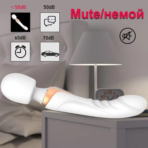 Çift Başlı Wand Vibratör Beyaz – Esnek Başlıklı, Suya Dayanıklı, Silikon Masaj Aleti - Görsel 5