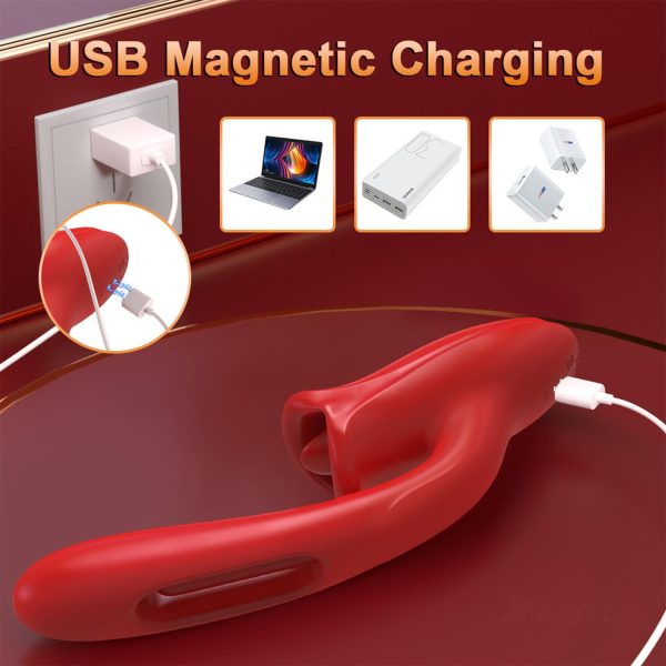 Çift Fonksiyonlu G Noktası ve Klitoris Uyarıcı Vibratör Kırmızı – 10 Modlu, Su Geçirmez Silikon, Şarjlı - Görsel 3