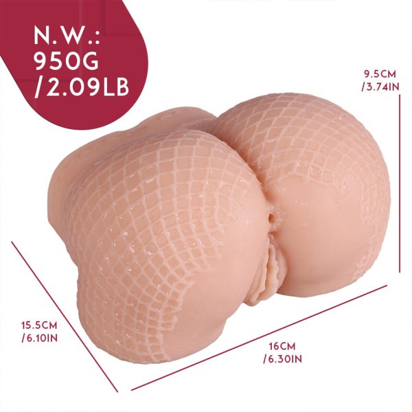 Gerçekçi File Desenli Kalça Mastürbatör – Çift Kanallı, 950 Gram, 16x15.5x9.5 cm - Görsel 7