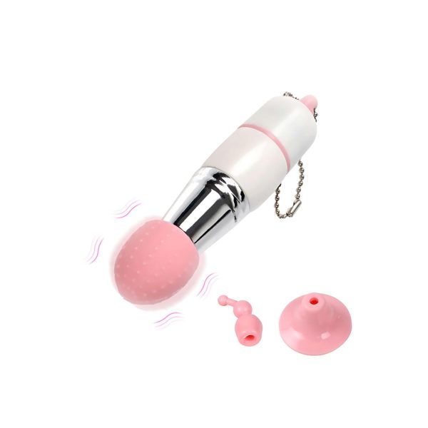 Mini Anahtarlık Vibratör – 3 Başlıklı Kompakt Masaj Cihazı Beyaz - Görsel 2