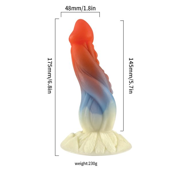 Renkli Spiral Tasarımlı Fantasy Dildo – Yumuşak Silikon, Gerçekçi Dokulu - Görsel 6