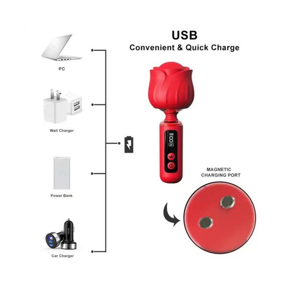 Rose Vibratör – 360° Döner Başlıklı, Sessiz ve Su Geçirmez, Dijital Ekranlı - Görsel 2