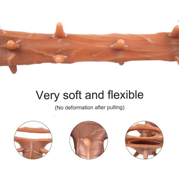 Tırtıklı Titreşimli Penis Kılıfı Ten Rengi - Görsel 8