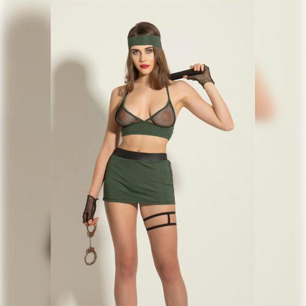 Fantezi File Sütyen Etek Takım Yeşil - Görsel 1