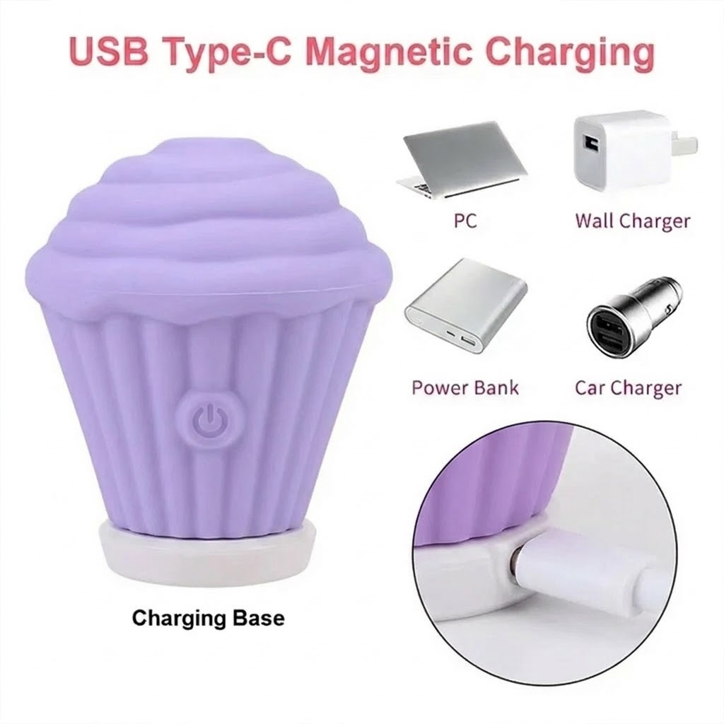 0f585d0f-7d88-4d5d-a41b-5649f0ec3477 Cupcake Tasarımlı 5 Modlu Şarjlı Klitoral Uyarıcı Mor - Görsel 1