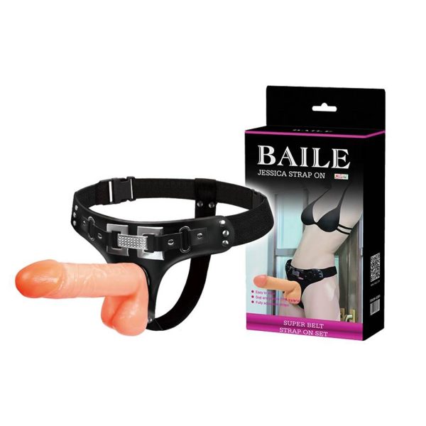 Baile Jessica Ayarlanabilir Siyah Strap-On Kemer Seti – Çıkarılabilir Su Geçirmez Skrotumlu Dildo 18,2 cm - Görsel 2