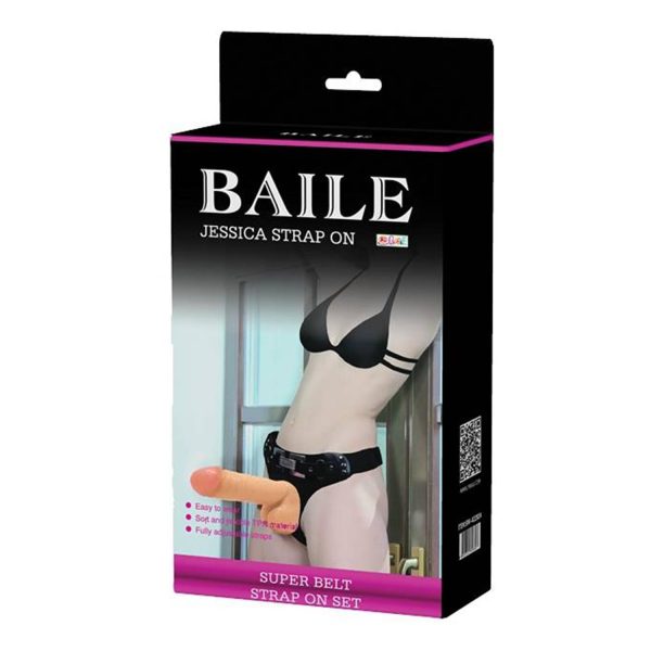 Baile Jessica Ayarlanabilir Siyah Strap-On Kemer Seti – Çıkarılabilir Su Geçirmez Skrotumlu Dildo 18,2 cm - Görsel 8